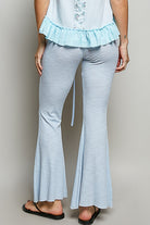 POL Powder Blue Drawstring Textured Ribbed Knit Pants