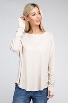 Zenana Cotton Raglan Sleeve Thumbhole Top ZENANA