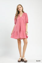 Umgee Blush Cotton Gauze Mini Dress
