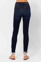 Judy Blue Dark Wash High Waist Hand Sanded Skinny Jeans Trendsi