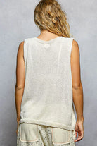 POL Natural Strawberry Pattern Round Neck Sleeveless Sweater Top