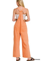 Zenana Blackberry Washed Knot Strap Wide Leg Cropped Jumpsuit