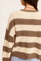 La Miel Striped Round Neck Loose Fit Sweater La Miel