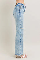 Judy Blue High Waisted Mineral Wash Distressed 90's Straight Jeans