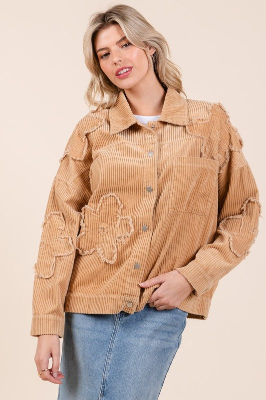 GeeGee Plus Drop Shoulder Corduroy Shacket Latte GeeGee