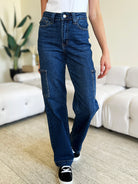 Judy Blue High Waist Straight Cargo Jeans Dark Trendsi