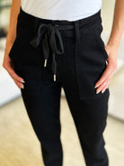 Judy Blue Black High Waist Double Roll Cuff Jeans Trendsi