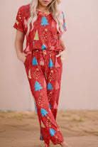 Christmas Tree Print Tee and Pants Lounge Set SHEWIN INC.