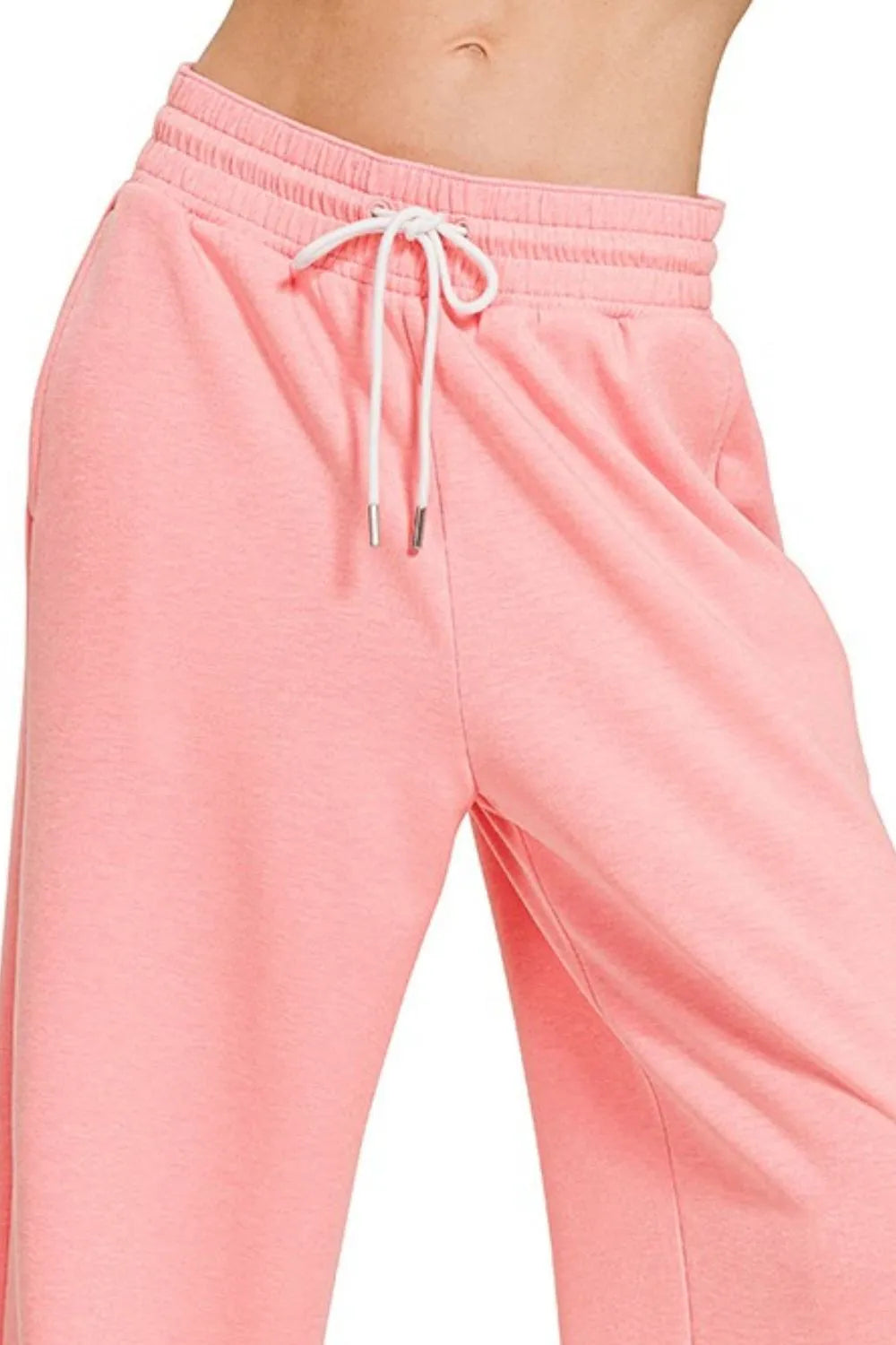 Zenana Dark Pink Scuba Drawstring Pants