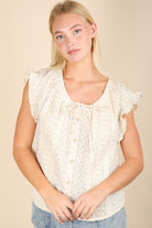 Very J Picnic Petal Lace Detail Top Large Womens