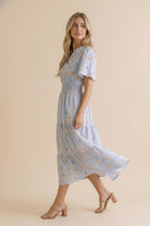 Haptics Flutter Into Late Summer Sweet Striped Floral Midi Dress