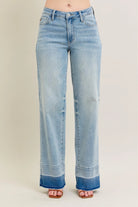 Judy Blue Light Washed Mid-rise Release Hem Wide Leg Jeans LT