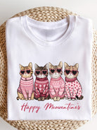 Ocean and 7th PLUS SIZE Happy Meowentines Short Sleeve Graphic Tee White