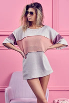 BiBi Apricot and Coral Thermal Rib Top with Bella Rib Color Block