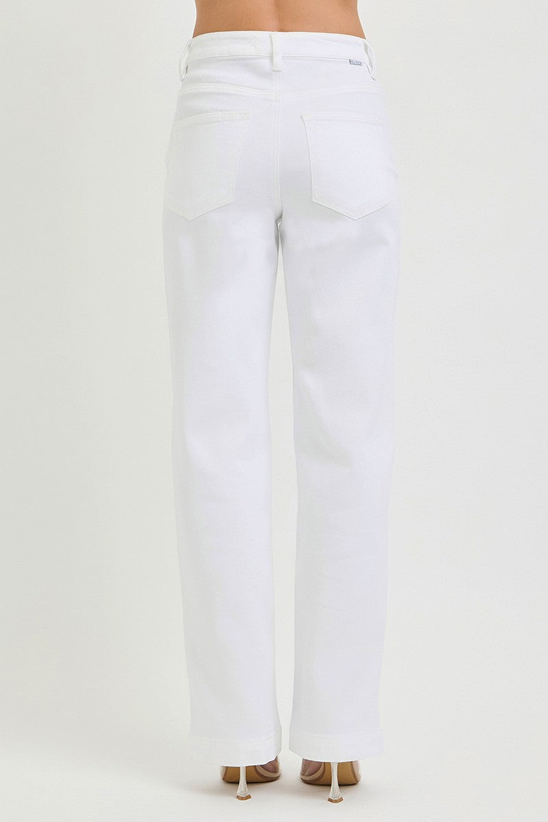 RISEN White High Rise Wide Baggy Pants