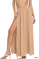 Zenana Black Woven Crinkle Gauze Long Skirt