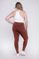 Zenana Plus Size Mineral Wash Yoga Leggings ZENANA