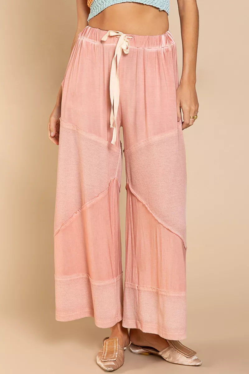 POL Dreamy Rose Elastic Waistband Wide Leg Pants with Drawstring DREAMY ROSE