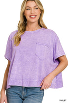 Zenana Violet Halo Washed Oversized Top VIOLET