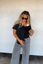 PREORDER: Blakeley Joey V-Neck Washed Cotton Boyfriend Tee Womens
