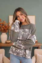 Haptics Cozy Camo Color Block Pullover