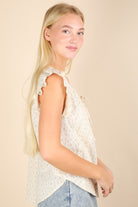 Very J Picnic Petal Lace Detail Top Womens