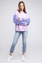 BiBi Periwinkle Velvet Sequin Sleeve Mineral Washed Top BiBi