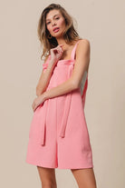 BiBi Blush Pink Texured Jacquard Romper with Side Pockets
