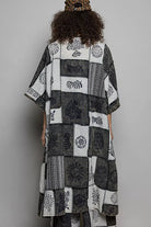 POL Black Multi Open Front Printed BohemianPatchwork Longline Cardigan