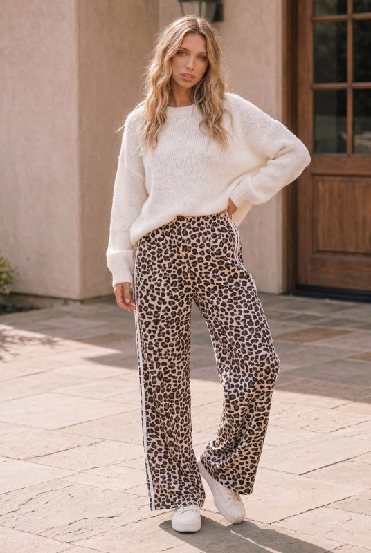 Kori Wild Side Leopard Print Wide Leg Pants