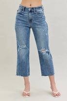Judy Blue High Waist Destroy Crop Wide Leg Jeans LT