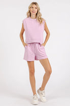Mittoshop Lilac Pink French Terry Crew Neck Top and Shorts Set