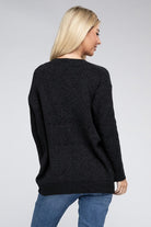 Zenana Melange Open Front Sweater Cardigan ZENANA