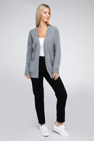 Zenana Melange Open Front Sweater Cardigan ZENANA