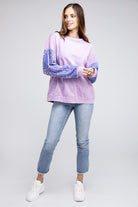 BiBi Periwinkle Velvet Sequin Sleeve Mineral Washed Top BiBi