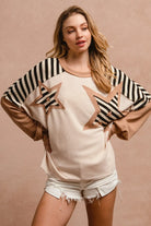 BiBi Star Patchwork Mixed Long Sleeve Top