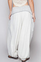 POL Gray Overlock Contrast Stitch Detail Thermal Pants with Drawstring Waist