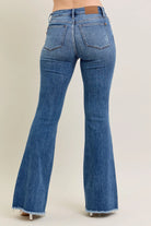 Judy Blue Mid-rise Vintage Wash Flare Jeans W/ Destroyed and Fray Hem