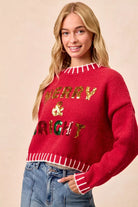 BiB Redi Christmas Theme Sequin Lattering Sweater