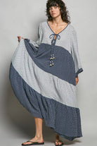 POL Tiered Boho Two-Tone Maxi Dress