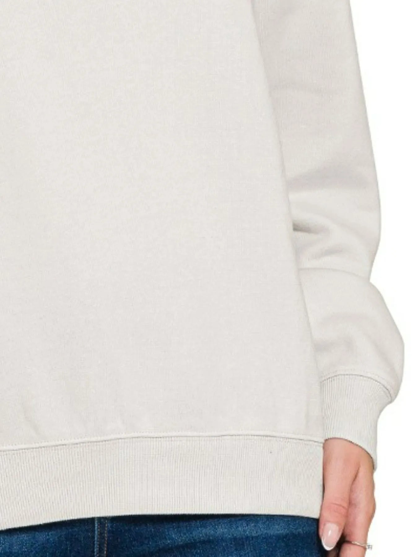 Zenana Bone Fleece Crewneck Long Sleeve Sweatshirt