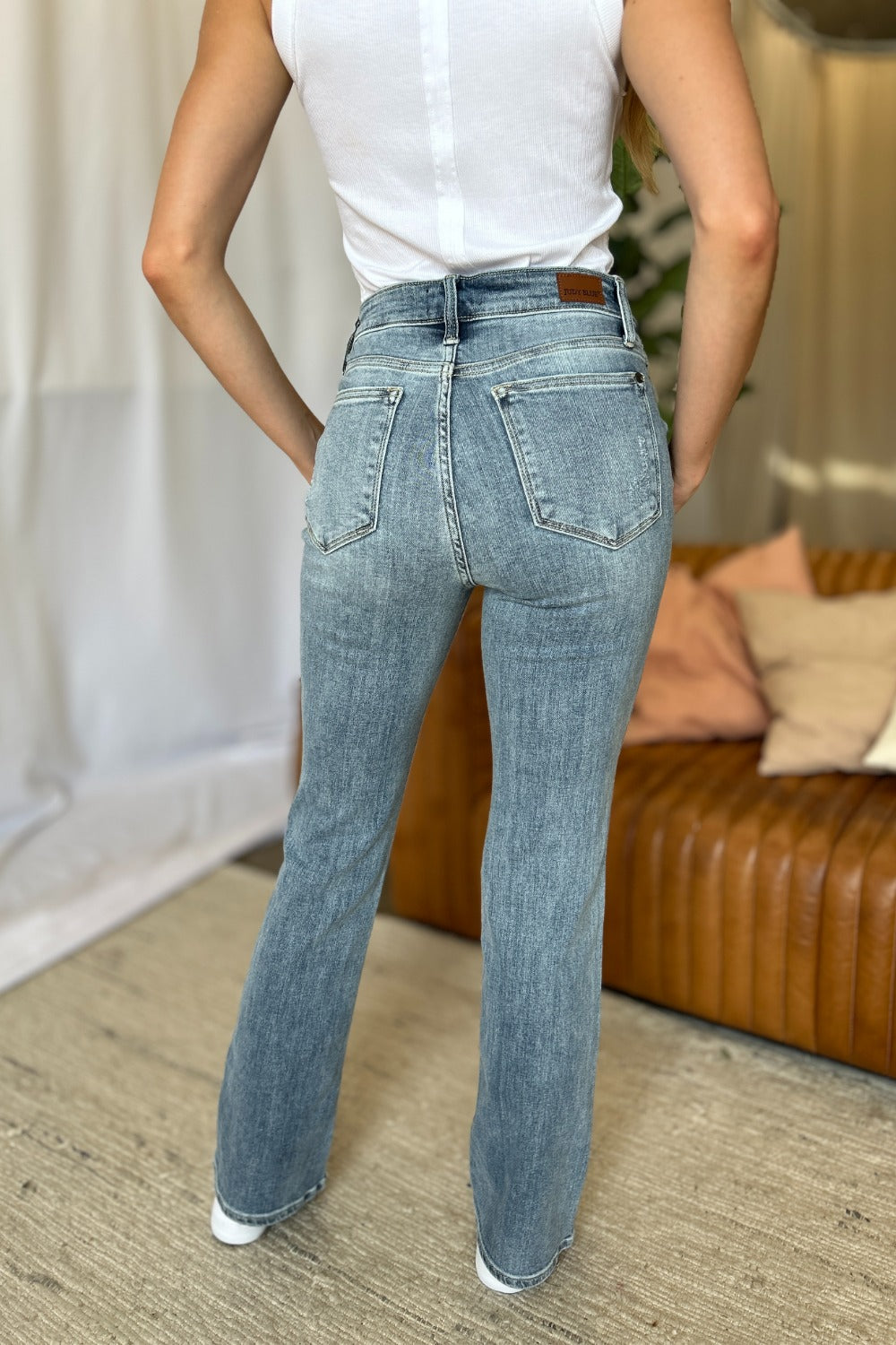 Judy Blue Medium Rise Bootcut Jeans Trendsi