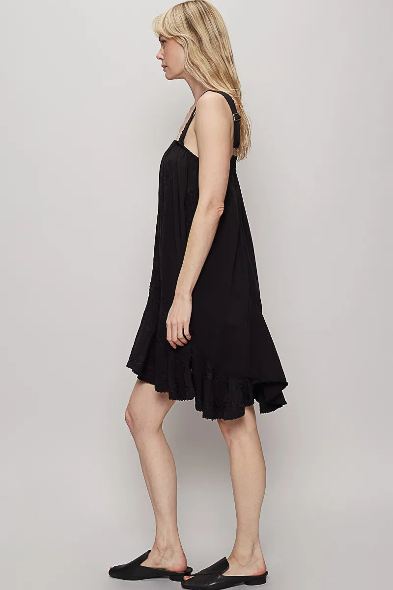 POL Black Ruffle Hem Sleeveless Mini Dress
