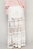 POL Crochet Floral Flared Skirt with Elastic Waist Band