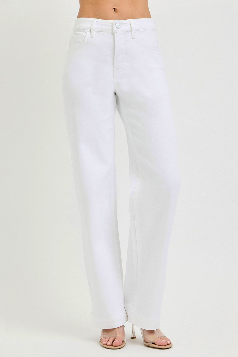 RISEN White High Rise Wide Baggy Pants