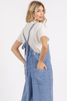 Mittoshop Blue Mineral Washed Textured Wide Leg Overalls