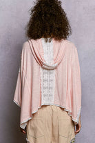 POL Blush Pink Short Sleeve Hoodie Top with Lace Detail