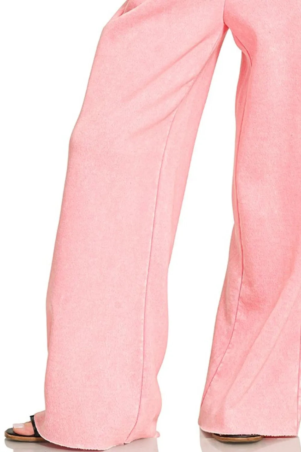 Zenana Sleet Acid Wash Fleece Palazzo Sweatpants with Pockets