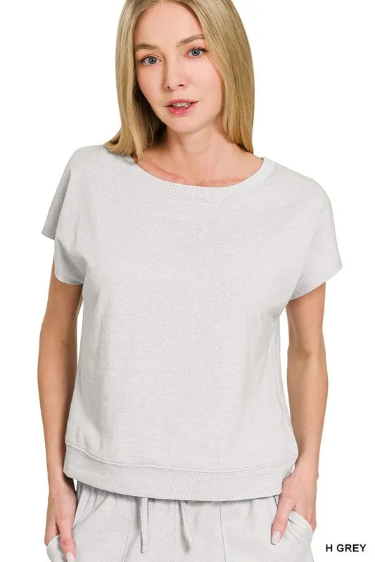Zenana Heather Grey Premium Cotton Top & Shorts Set