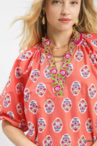 Umgee Boho Border Print Peasant Top